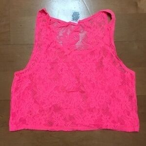 Pink Victoria’s Secret Lace Sheer Neon Pink Top size XS